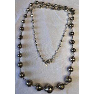 Vintage Milor Graduated Ball Bead Necklace 950 Silver  35” - 56g